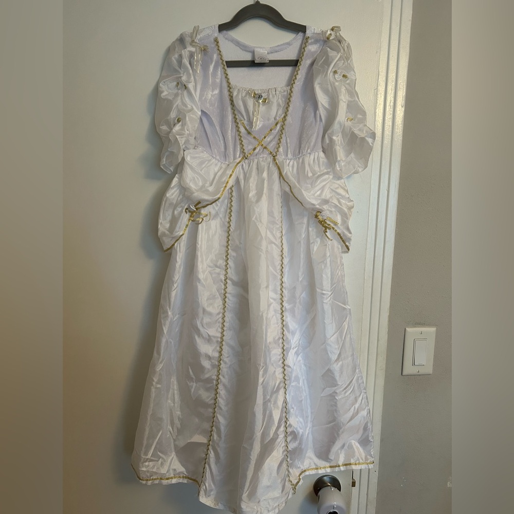 Little Adventures White and Gold Dress bride princess queen size large (5-7yrs)